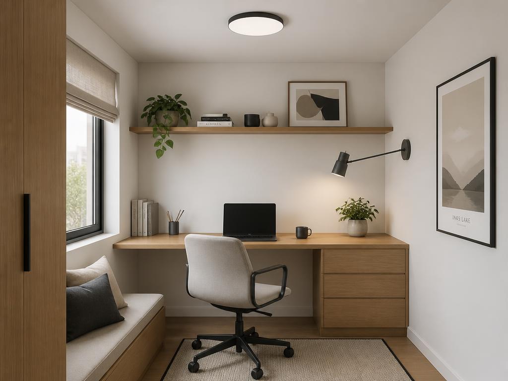 Apartamento compacto com plafon branco e arandela grafite